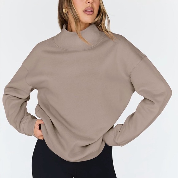 Trendy Queen Sweaters - Cozy Cowl Neck Sweatshirt - Coffee Gray/Taupe